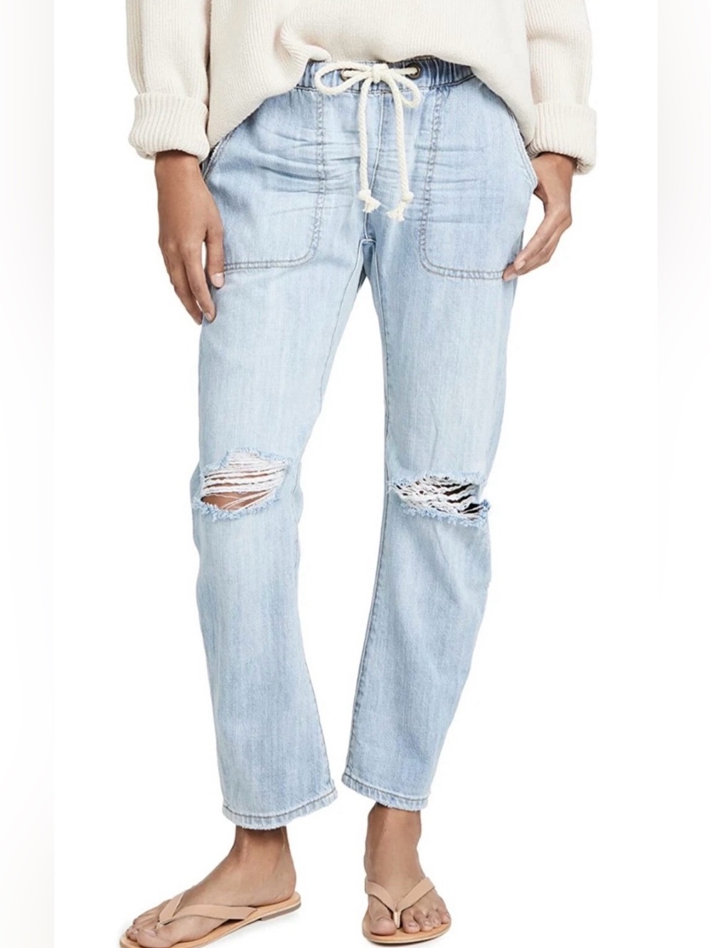 One Teaspoon Shabbies Drawstring Boyfriend Jeans Hustler Blue Distressed XL